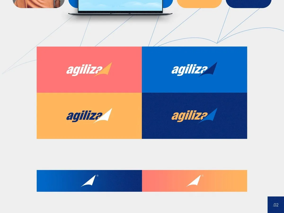 Versões do logotipo Agiliza em quatro combinações de cor